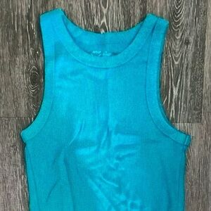 aerie Bright Teal Ribbed Tank Top